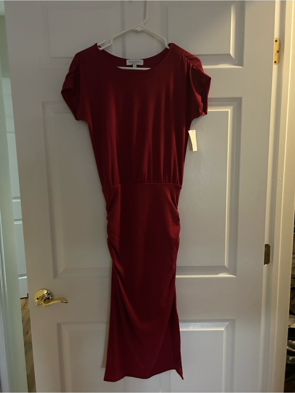 Micheal Stars Women’s Short Sleeve Midi Dress in Deep Red